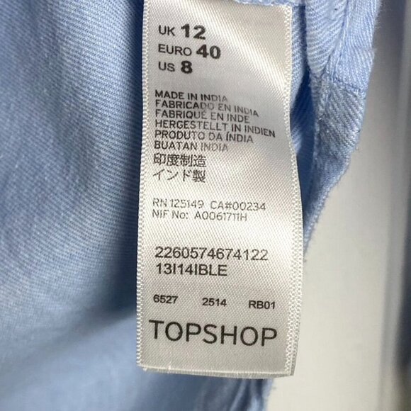 Topshop Chambray Button Down Cotton Blouse Size 8 Casual Layering - Picture 8 of 9